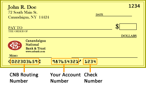 CNB Check with Routing Number